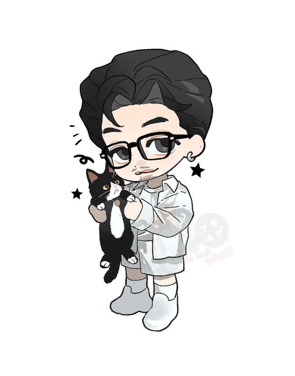 Dianzikonglong's tweet photo. Daddy Hudson and Gizmo Nya! 

Love the mustache, it gives me nostalgia star vibe and potential of elder characters of him, and of course, so hot! Stop breathing if u disagree🚫🥺

Commission, an artist I’ve been working with for 2-3 years, love her! https://t.co/xkrQwAwJKD
