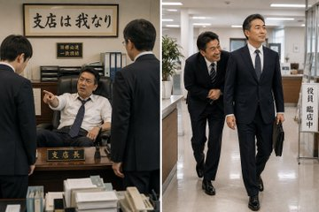minna075678's tweet photo. 【銀行あるある】  支店長の態度のギャップがえぐい 　 ←通常時　　　　　　役員臨店→ https://t.co/bQFY8WDkVr