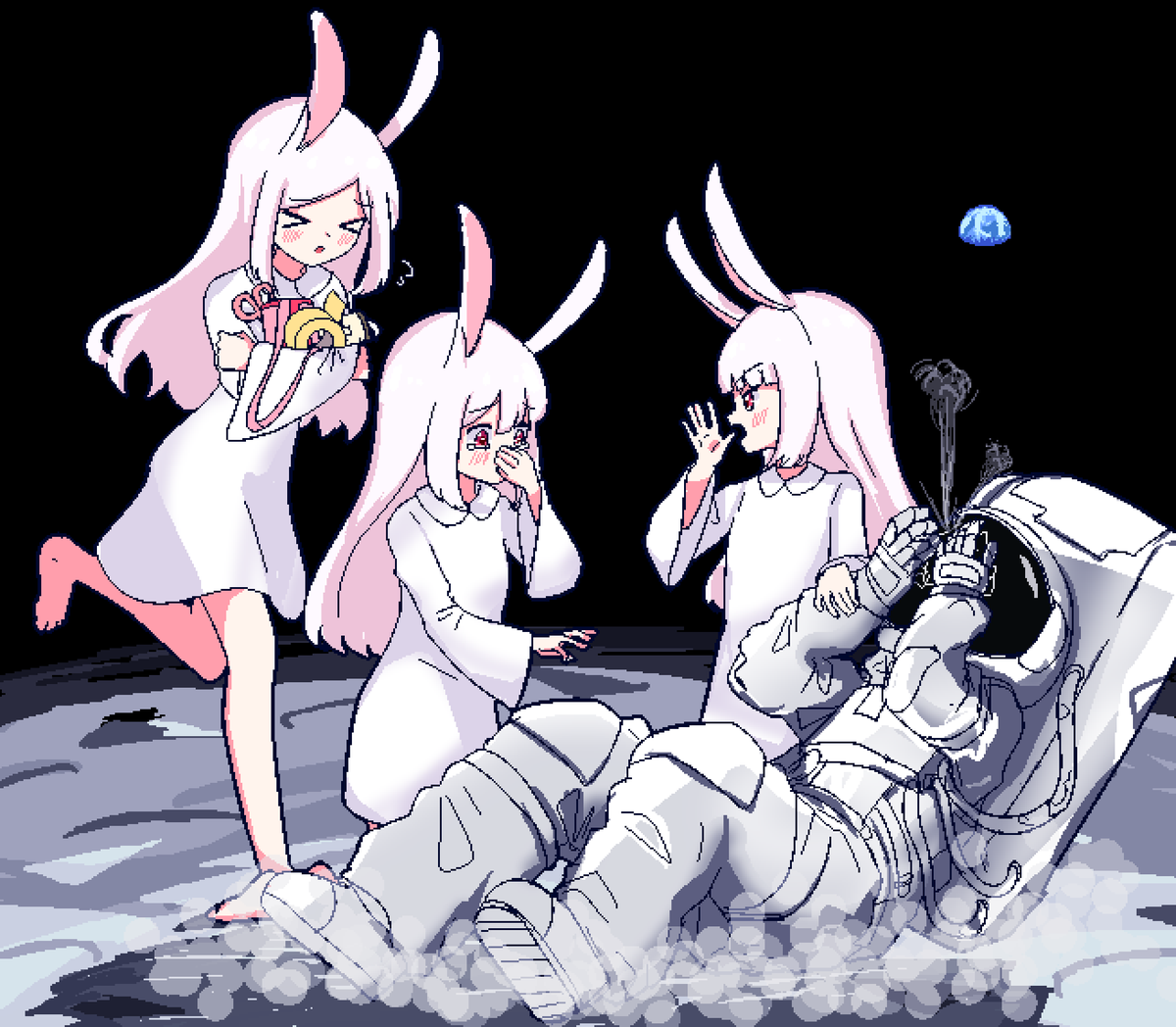 4nda_skn's tweet photo. moon rabbit encounter (1/7) （再掲） https://t.co/ykmuzOSCul