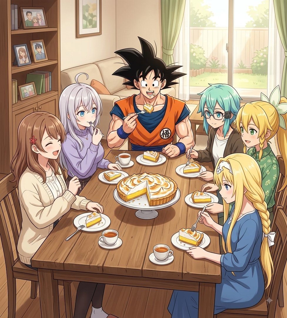 BrianJesusChav1's tweet photo. Dรญa Nacional del Pie de Limรณn con Merengue (National Lemon Meringue Pie Day - EE. UU.):
Comiendo Pie de Limรณn con Merengue en casa.
#AIArt #Anime #DBS #SonGoku #Sinon #Leafa #Alice #SAO #Alya #Roshidere #PieDeLimonConMerengue https://t.co/ot60JWLIzT