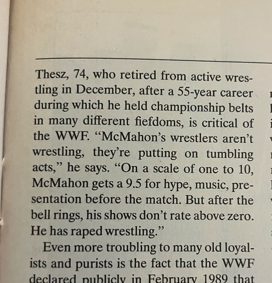 lizzyflanagan's tweet photo. Lou Thesz on Vince McMahon https://t.co/dIE4So2Ayz