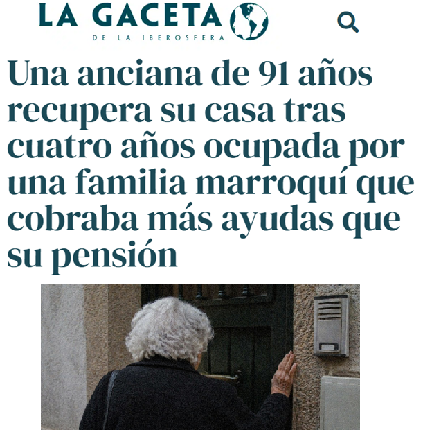 CCivicaCatalana's tweet photo. Isabel es una anciana de Málaga que ha tardado 4 años en recuperar su casa

Los okupas se hicieron pasar por "vulnerables" para vivir gratis con los gastos pagados por Isabel

En realidad, los okupas cobraban más que la propietaria que los tenía que mantener

La España de Sánchez https://t.co/4hSPu2cNgg