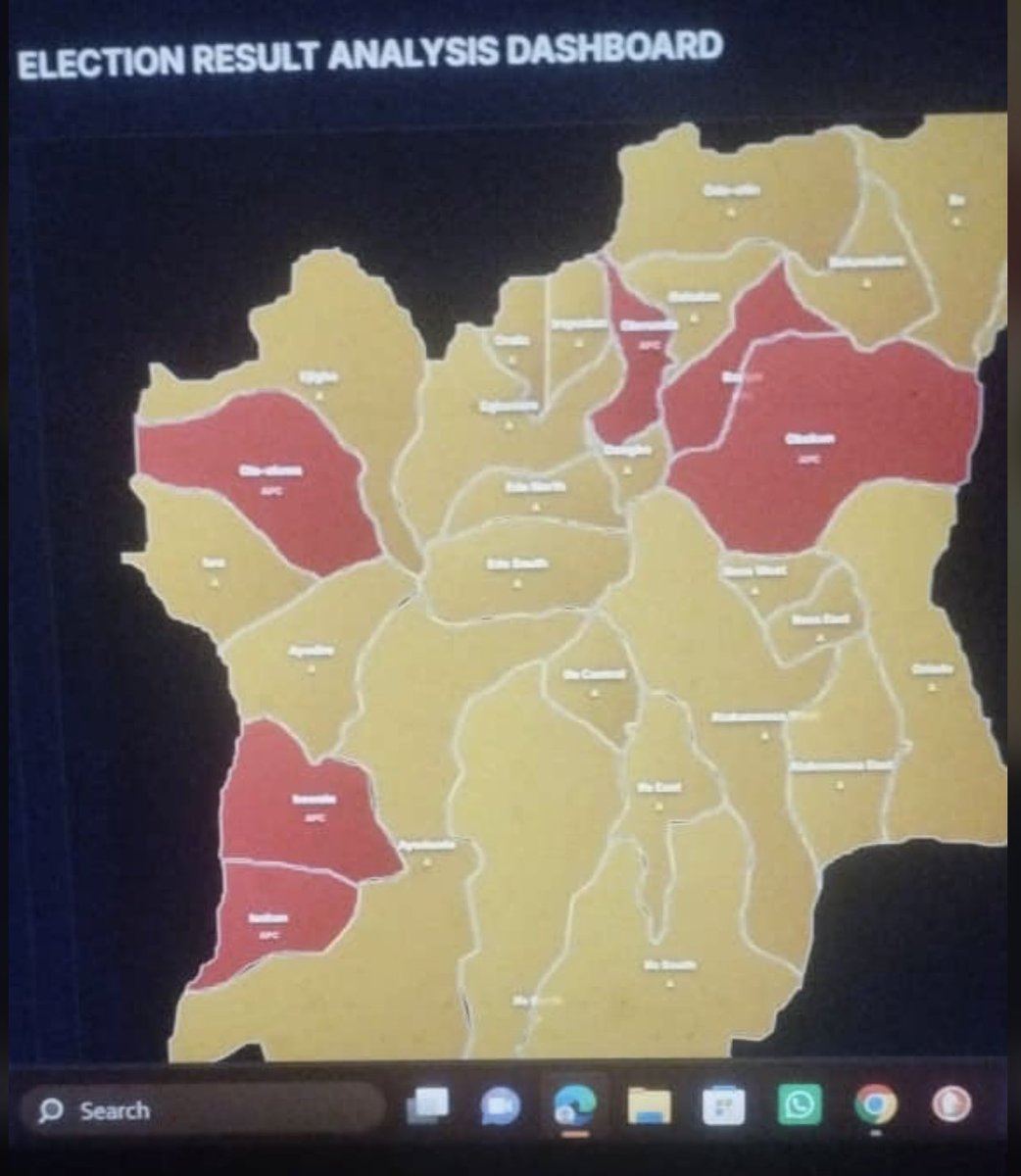 princealerted's tweet photo. The yellows are where Adeleke winning, red are where AMBO winning at, despite the fact that the heat maps of where Adeleke are winning is much more than AMBO heat map, it's still very tight.
Anything can play out, data is crazy, sometimes results will fool you.. May Adeleke win✌️ https://t.co/ExOvlSOmhN