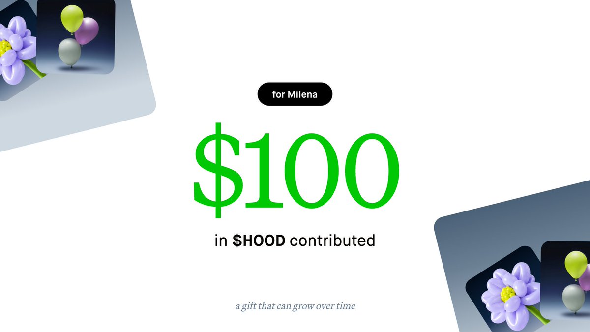 YewFund's tweet photo. Congratulations to Milena for receiving another $100 in $HOOD!

https://t.co/7wjB1q5cXn https://t.co/V1VKWQyioU