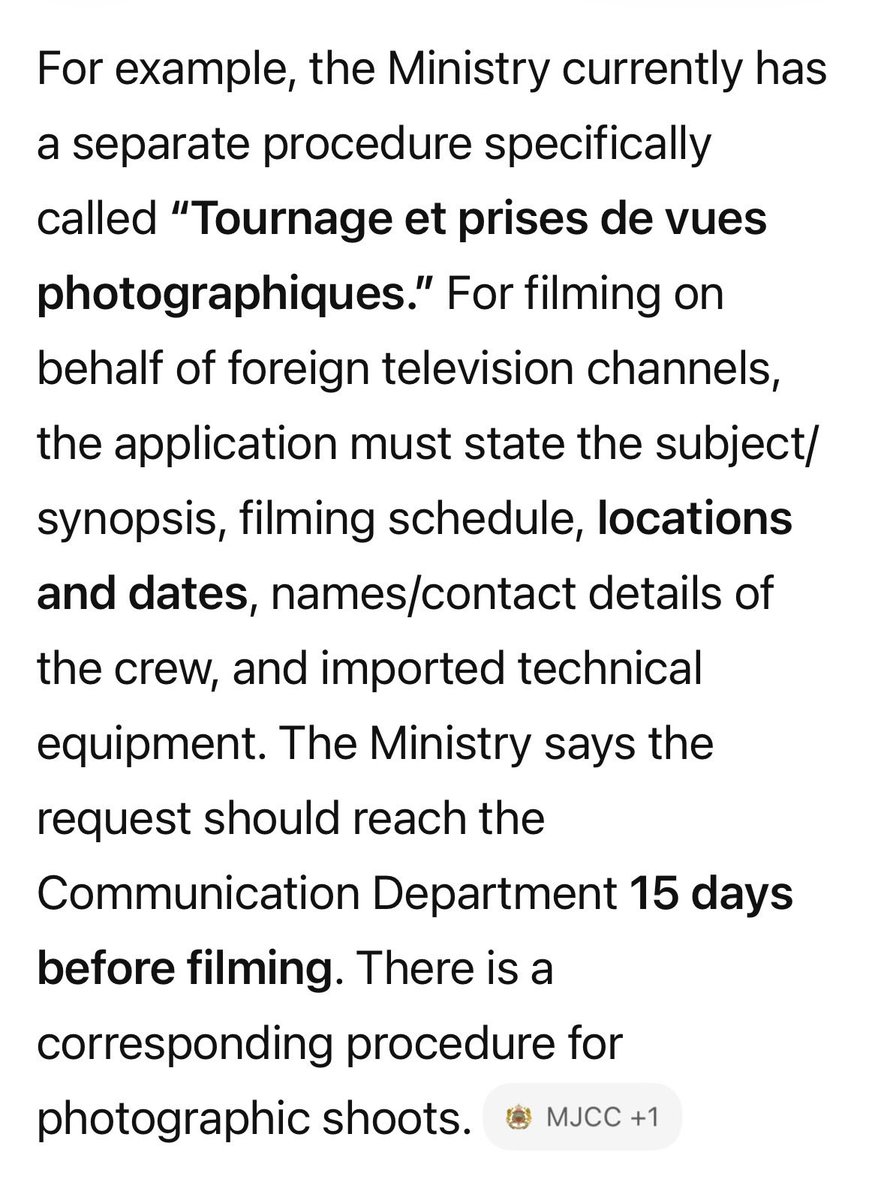 testamgoal's tweet photo. @manurodramos Spanish authorities didn’t cite anything neither about 2M. Correspondants have accreditations but authorities can decide on detailed permissions, like location, or filming permission for security reasons. For filming there is a separate procedure in Morocco (see attached). https://t.co/CDBExvx4KE