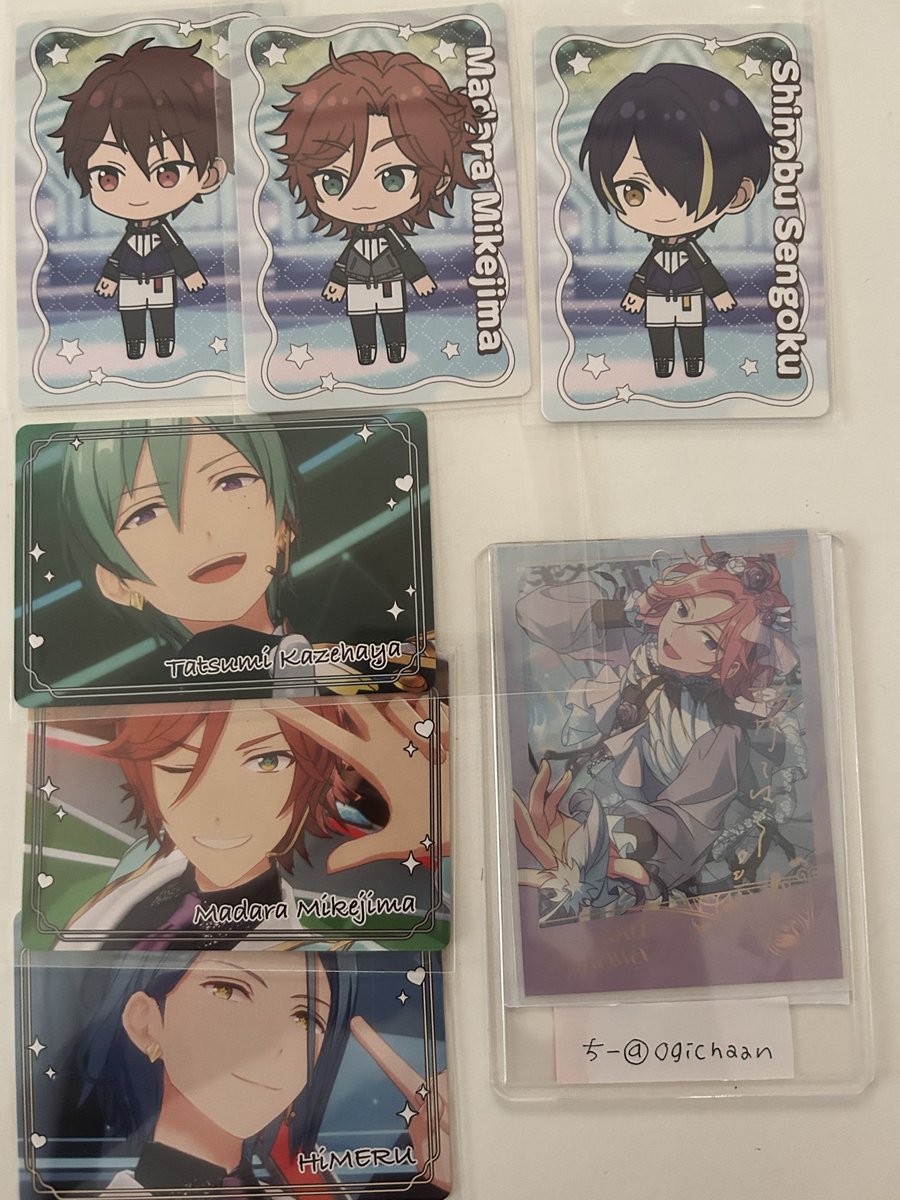ogichaan's tweet photo. 【交換】あんさんぶるスターズ！！
あんスタチップス2 
譲→HiMERU.斑.千秋.忍
求→全てSD一彩、司、宙、藍良各1求め
異種となるので難しいと思いますが検索からもお声掛けください。
日にちにより都内手渡し、または千葉駅、郵送可能です。 https://t.co/zq930kHBiH