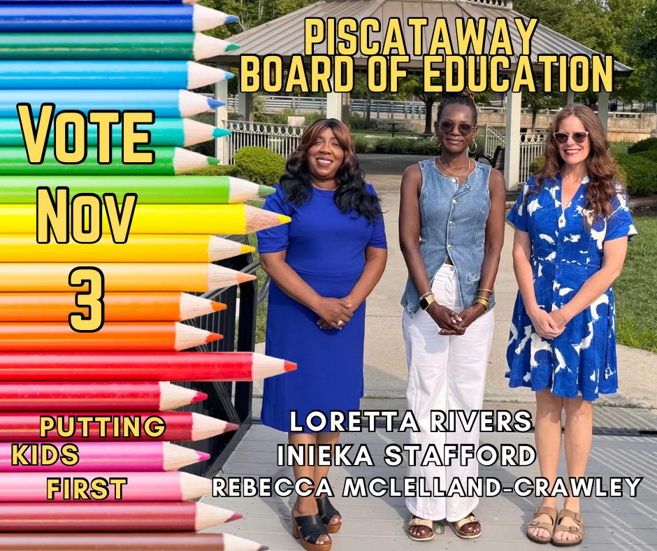 Bec_Chirps's tweet photo. Loretta Rivers, Inieka Stafford, and I hope we can count on your support on November 3 for Piscataway Board of Education. We are the candidates who are Putting Kids First! #PWay https://t.co/3z1sR5AHoh