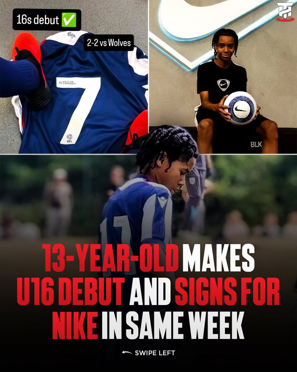 TalentHunter's tweet photo. In the space of a week, 13 year-old Khalil Robinson-Hooper made his U16s debut for West Brom and signed a deal with Nike.🤯✍️

Late last week, Robinson-Hooper came on in a 2-2 draw against Wolves U16s. A couple of days before that, he signed a deal with Nike.✅

Along with this, just a couple of days later, Khalil was at an England U15 Emerging Talent Camp.😯🏴󠁧󠁢󠁥󠁮󠁧󠁿

What a talent West Brom have got on their hands.👀👏