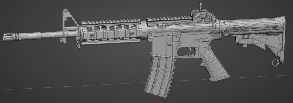 JP3D_'s tweet photo. Finished the texturing pass on this Colt M4A1 (KAC handguard).

~15k tri budget for a game ready asset. Rendered in Marmoset.

Swipe through for close-ups and wireframe 🔍

#RobloxDev #GameArt #HardSurface https://t.co/Q0EgwNA1YQ