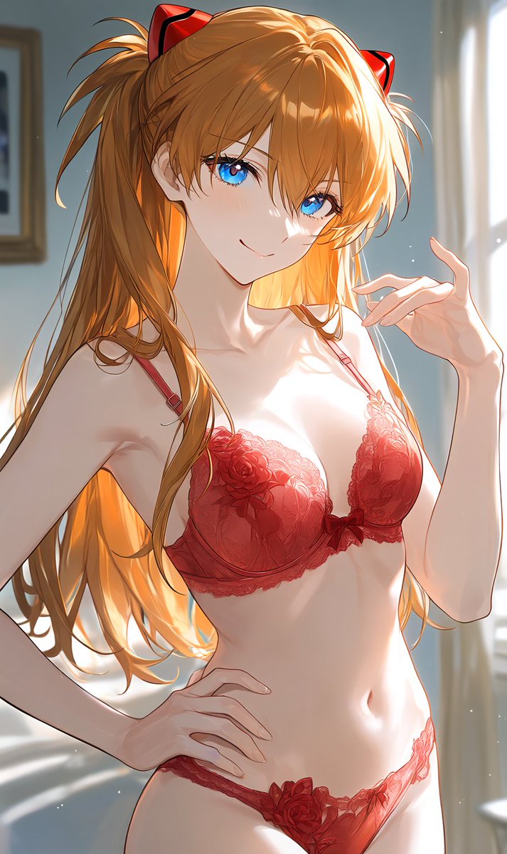 momoswimsuit's tweet photo. ＃AIイラスト
＃エヴァンゲリオン
＃惣流・アスカ・ラングレー
＃真希波・マリ・イラストリアス
カルバン・クラインと下着姿 https://t.co/qskWX1CIKp