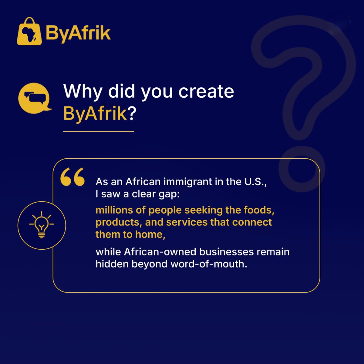 ByAfrikapp's tweet photo. Meet Sourou-François PAROUTCHIA (@SParoutchia), an African-born immigrant in the United States and the founder of ByAfrik.  
Living in the diaspora, Sourou-François experienced firsthand how difficult it could be to find the products, services, and African-owned businesses that help us stay connected to home.  

But his experience wasn’t unique.  

Across the diaspora, many Africans face the same challenge: the businesses and services we need are out there, but finding them isn’t always easy.  

That experience sparked a question:  
What if there was an easier way for Africans in the diaspora to find African-owned businesses, and for those businesses to be found by the communities they serve?  

That question became the beginning of ByAfrik.  
Built by Africans. 
For Africans in the diaspora. 
For a community that deserves to find each other more easily.   

This is just the beginning.  
Welcome to ByAfrik. 
#byafrik #AfricanCommunity #DiasporaCommunity #DiasporaAfricaine #africansindiaspora #africansinamerica #StartupLaunch