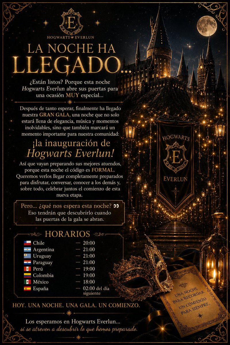hogwarts_aureum's tweet photo. Sean bienvenidos a nuestra primera gala en Hogwarts Everlun. Es un día muy especial para nosotros ya que, es nuestra gala de inauguración de nuestro colegio!! 🤍 https://t.co/nvWbarpwiP