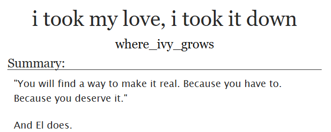 MilevenFics's tweet photo. ⊹ ࣪ ˖ i took my love, i took it down ⊹ ࣪ ˖
by where_ivy_grows

OneShot, 1,784 words
PostS5, Angst, Rewrite, HurtComfort

https://t.co/AuSE6B2VhC https://t.co/YS3eKT0cAr