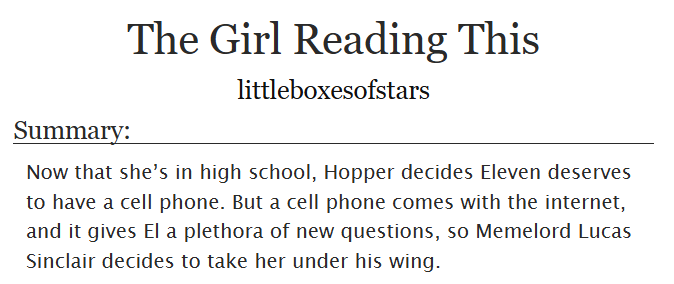 MilevenFics's tweet photo. ⊹ ࣪ ˖ The Girl Reading This ⊹ ࣪ ˖
by littleboxesofstars

Oneshot, 3,995 words
PostS2, Fluff, HighSchoolAU, 5times, Humor

https://t.co/P6q7hvVsnF https://t.co/MpdiGGRouF