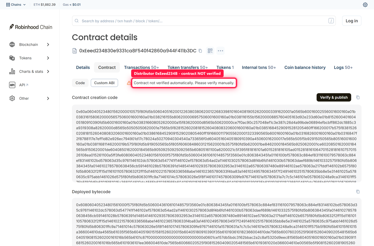 0xd1pp3r's tweet photo. read $SHARE again a day later. starting with where i was wrong.

the site. "contract not deployed yet" is a static placeholder in the html, js swaps in the real address. in a live browser the plaque shows the contract and a link to blockscout. i checked without running js, that's where the claim came from. the wording survives only in docs.html, and there it's real, but that's documentation, not the front page.

now what holds up in their favour.

the daily recap is honest. they published numbers for a window, i reconciled it against the chain: 4.58 ETH spent vs 4.5823 on-chain, 38.09 NVDA bought vs 38.0894, 33.95 claimed vs 33.9136. four of five figures match within 0.1%.

fees reach holders in full. 5.80824 ETH through the collector, exactly 5.80824 out into NVDA purchases. nothing skimmed. the keeper ran 476 transactions without a single failure.

45.36 NVDA distributed in total, $10,229, across 526 claims to 97 addresses. 2.89 NVDA unclaimed, which is exactly the distributor's balance. it reconciles to the last digit.

now what doesn't.

"fees in, nvda out, every five minutes." median interval between purchases over the last day is 16.7 minutes, mean 21, max 72.9. a day ago it was 9.45. it got worse. and it follows from their own recap: 55 roots across 227 epochs, one per 20.6 minutes.

not a single contract is verified. every claim about allowlists, chainlink and fail-closed design is unverifiable against source.

217 addresses hold the 100k threshold, 34 have received anything. the six largest holders with 20M+ got nothing. and the other side: of the 97 addresses that ever claimed, 63 now hold below the threshold, 52 of them exactly zero.

the economics are contracting. 1.54 ETH in fees over the second day against 4.27 in the first thirteen hours. price -66.85%, mcap around $27k, liquidity $12,6k.

the read: they're doing what they promised, just slower than promised and on a shrinking base. $10.9k of NVDA bought cumulatively against a $27k mcap. this is a working mechanism, not a scheme. the question is whether there's anything left to pay from.

token 0xef68e34a7317197dbfa6a1136396833f0817ca25