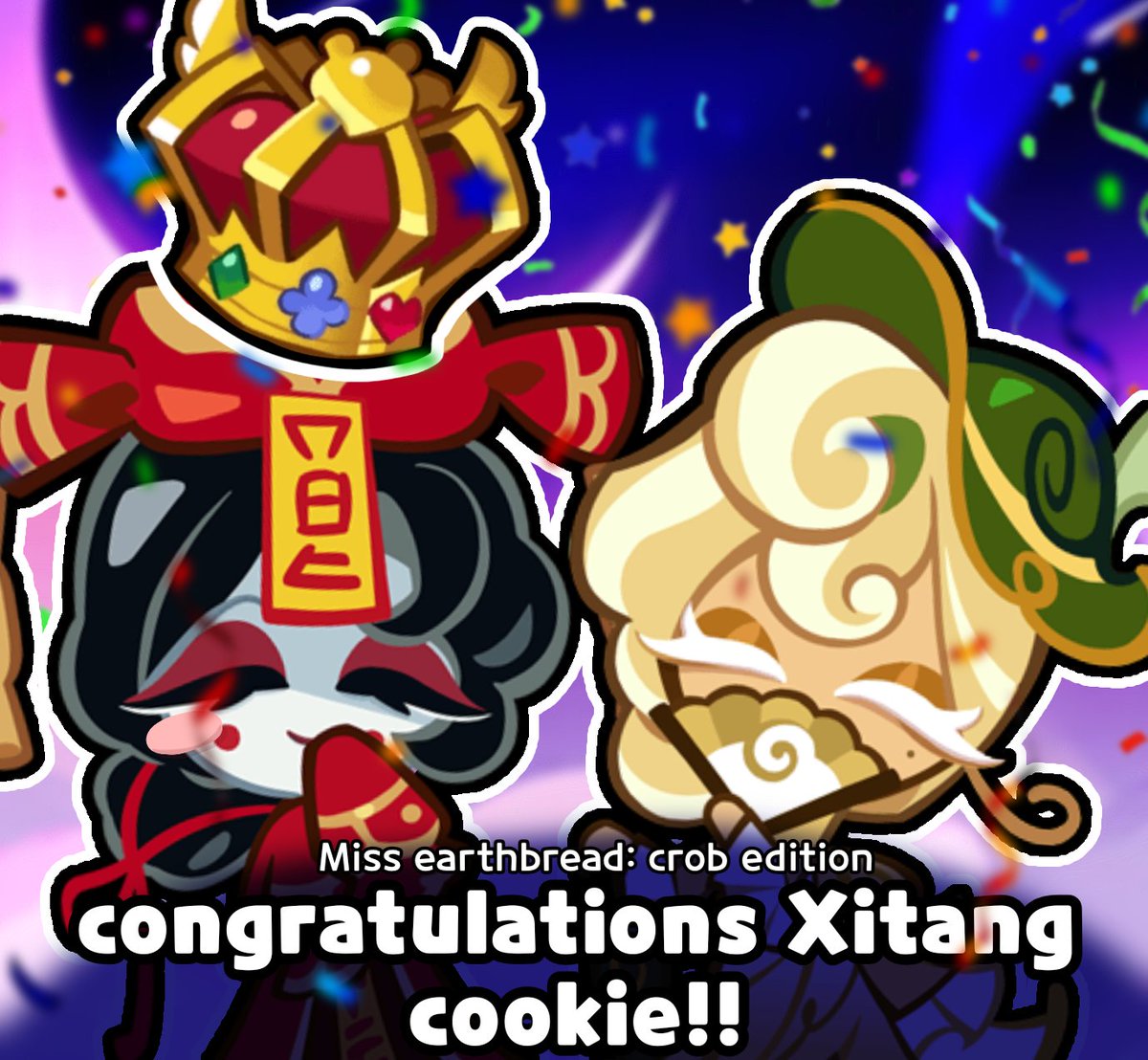 kitkatvantaz's tweet photo. And the winner is... Xitang cookie!! Congratulations for winning the miss earthbread: crob edition! Your prize is ten billion poisoned candies 🍬!!

Thank you all for your votes, this was such a funny tournament ^_^ #cookierun #cookierunovenbreak #crob https://t.co/iHhHMED6zl