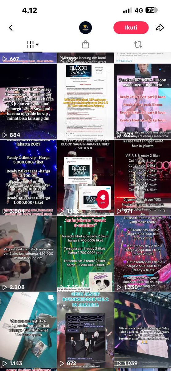 VendriAbri's tweet photo. Aku Habis kena Scam Tiket Park Ji Hoon Section VVIP 7,2 jt Rupiah ma akun Tik Tok ini @ jastiptiketkonserkpop 😭😭😭
#tiketkonser
#parkjihoon 
#scam https://t.co/bzeluyczto