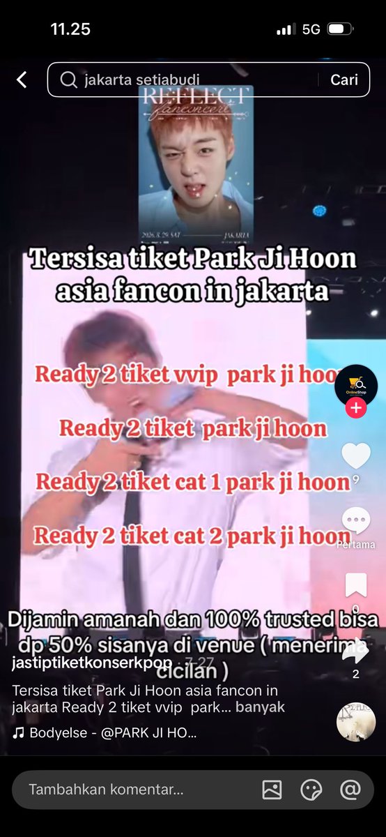 VendriAbri's tweet photo. Aku Habis kena Scam Tiket Park Ji Hoon Section VVIP 7,2 jt Rupiah ma akun Tik Tok ini @ jastiptiketkonserkpop 😭😭😭
#tiketkonser
#parkjihoon 
#scam https://t.co/bzeluyczto