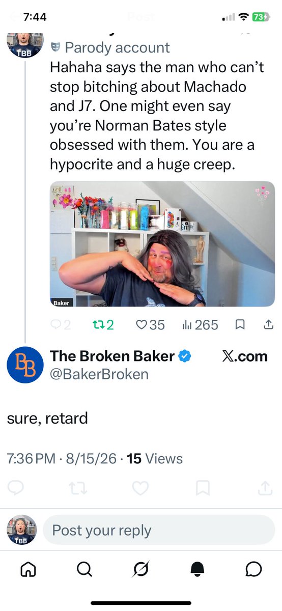 TBsBitches's tweet photo. @BakerBroken is a loser who comments and blocks so you can’t reply. Idiot. https://t.co/fMP0LkZP8r