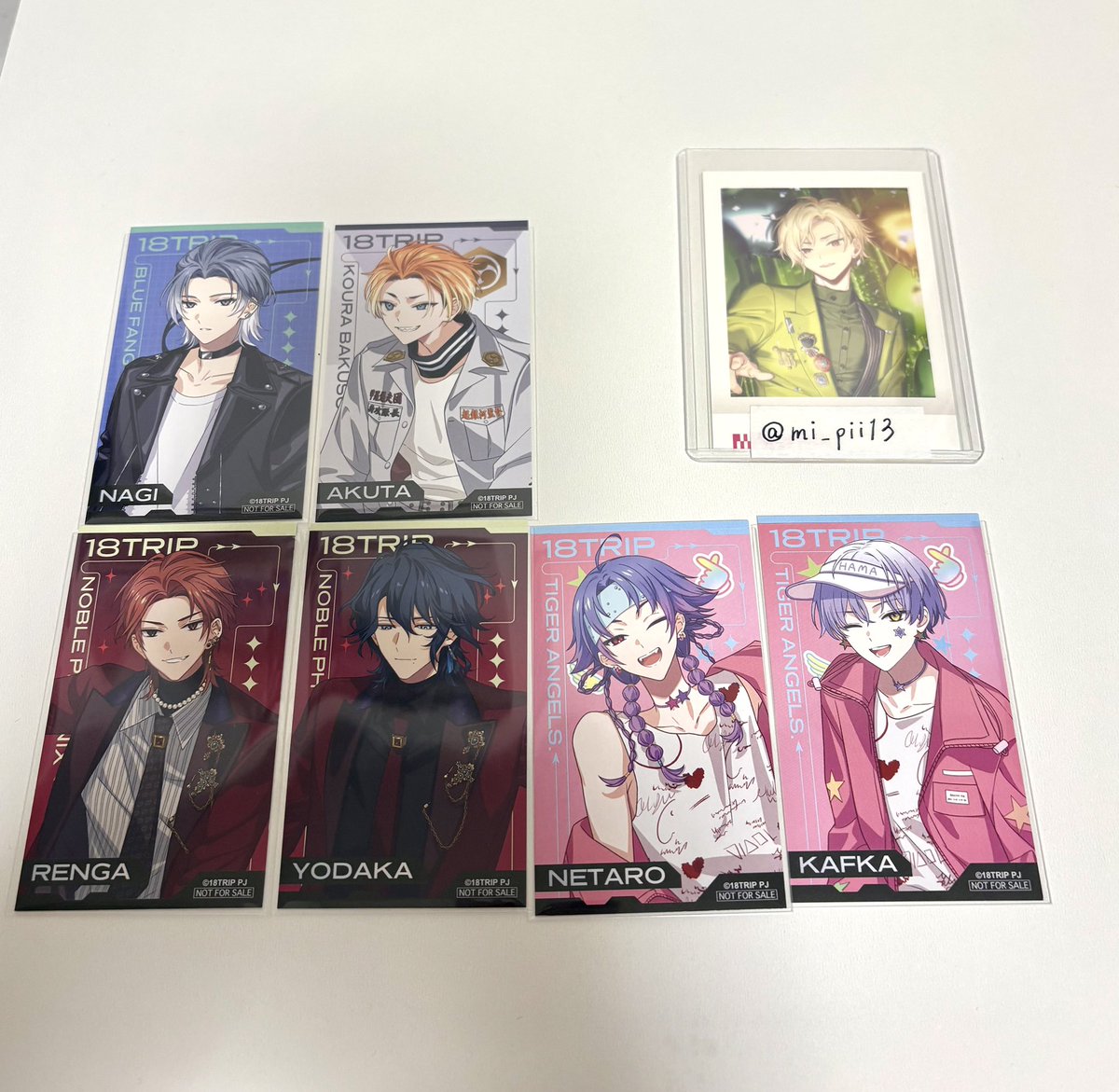 mi_pii13's tweet photo. 【交換】有楽町 展示会18TRIP ハマメグリ 物販特典　イラストカード

[求]潜
[譲]練牙.夜鷹.可不可.子タろ.凪.あく太

友人用の交換になります。
本日現地15時〜18時頃手渡し希望。

検索からでもお気軽にお声掛けください。 https://t.co/c4jD17fVdb