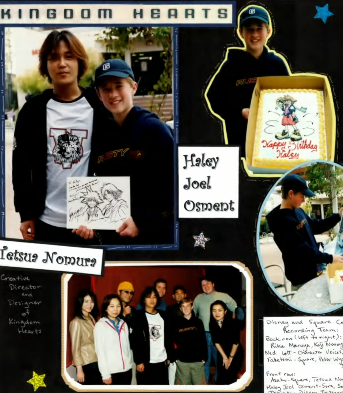 Genki_JPN's tweet photo. Sora voice actor Haley Joel Osment with Tetsuya Nomura for the original Kingdom Hearts 25 years ago! https://t.co/izEUgc3bTB