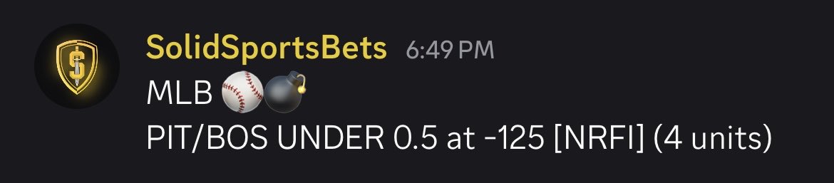 SolidSportsBets's tweet photo. Not 1, not 2.. but 3 NRFI’s! 😮‍💨⚾️

3-0 for +13 units of profit 💰📈

MLB continues to bring us home the bacon down the stretch as we near closer to Football season 🥓 🏈 https://t.co/yfC19l4MX2