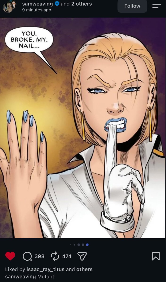 frostrayner's tweet photo. SAMARA POSTING EMMA FROST ?::))::)::)?!:!:!; https://t.co/Sl6N5bM1Td