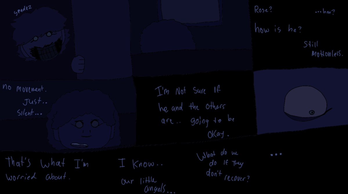 Spadesacetone's tweet photo. #FixateddevotionAU
Chapter 5 - Bird Days
After the events of Emma and D/AI’s deaths, the gang finally find peace. However; the flock comes down with bird flu, and they don’t seem to be doing so well. https://t.co/aGyZ3Efe7k