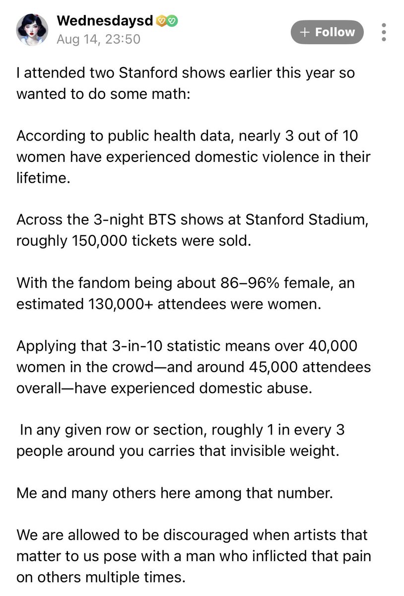 puppybunnies's tweet photo. some statistics for the members &amp; people attending the concerts to consider, as you look out at the crowd: https://t.co/01LWw63mWZ
