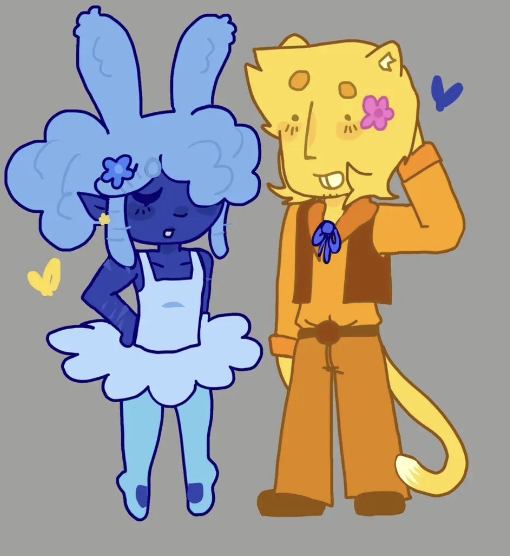 MrButterfly_art's tweet photo. //- bunny blue and kitty yellow again, also again thsi is me and Eloan he’s super cool guys 💙

//- also if anyone was wondering about the flowers in their heads my fav color is pink and his is blue so 

#deltaruneㅤㅤㅤ https://t.co/StA2kDjSQ3
