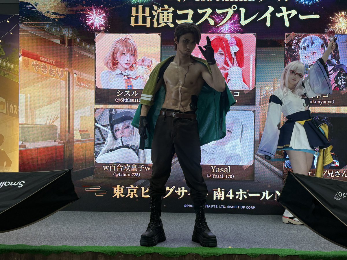 omosigani52's tweet photo. アーリーで入ってNIKKEのコスプレ空いてて見に行ったらイケメンアンダーソン爆ファンサしててニヤケちゃった
#NIKKE夏2026 https://t.co/NE8EDW6guo