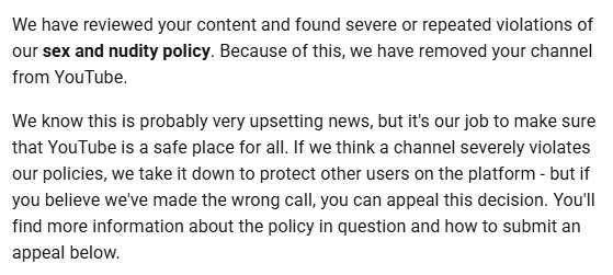 cloenem's tweet photo. Posting another cry for help. My youtube channel "cloenem" with 7.5k subs was terminated without warning this morning for severe/continuous violations of youtube's sexual content policies. Attached below is a 30 second clip from my most (1/4) #youtube @YouTube @TeamYouTube https://t.co/TL6X2GEE5H
