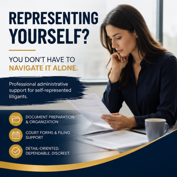 MatrixStaff's tweet photo. Representing yourself doesn't mean doing everything alone. Professional administrative support can help you stay organized and prepared. Administrative services only. No legal advice. #DocumentPreparation #AdministrativeSupport #LegalAdministration #CourtSupport https://t.co/j7nwMLTsm0