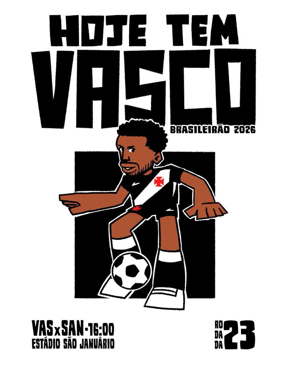 VascodaGama's tweet photo. 💢 HOJE TEM VASCO! 💢

🆚 Santos
🏆 Campeonato Brasileiro
🎯 23ª rodada
🏟️ São Januário 
🕓 16h
📺 Globo e Premiere

🎨: @vascomics
 
#HojeTemVasco
#VascoDaGama https://t.co/k5MgGRkPUJ