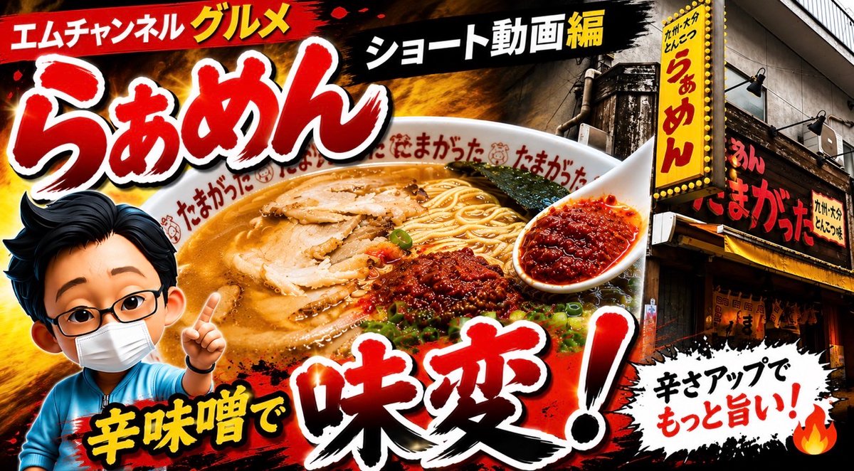 M_Holdings_co's tweet photo. 九州大分らぁめん たまがったで豚骨ラーメンを食べてキタ #ramen #ramennoodles #ramentime #youtube #ラー... https://t.co/XvnojsPd2k @YouTubeより
エムチャンネル
ショート動画をアップしました🎥 https://t.co/5AhfwCWHbg