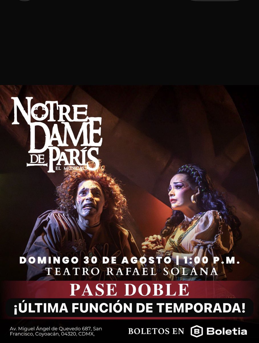 urbanpopmx's tweet photo. ⚠️ #PasesDobles para "NOTRE DAME DE PARIS el Musical" este VIENES 30 a las 1:00PM. en el Teatro Rafael Solana.

 Únicamente:

⭐️Like y RT
⭐️ Nombre completo

⚠️Ganadores al azar

#UrbanPopMx🎙
#LaVisiónDelEntretenimiento https://t.co/LGMia82qoF