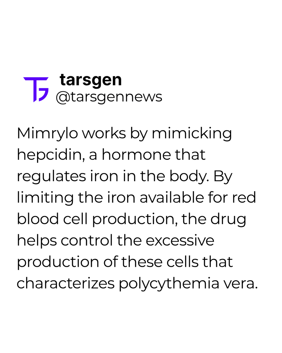 Tarsgen's tweet photo. FDA approves Mimrylo (rusfertide), a new treatment for polycythemia vera. In Phase 3, 76.9% of patients avoided phlebotomy vs. 32.9% on placebo.

Image: NCI — Public Domain (colorized/edited)

#Biotech #FDA #Hematology https://t.co/DPhBXASVci