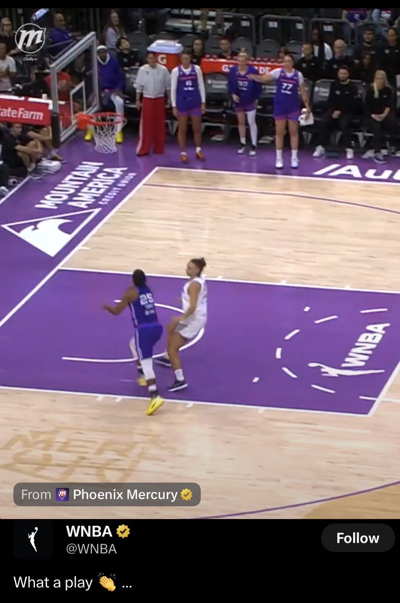 Michael73203076's tweet photo. @EndlessMike22 @JessicaSte95583 @WNBA_Analyst We have eyes. She clearly had the angle and was wide open and passed INTO a contested layup. She wants the APG on her way out. It’s not the first time a player chased stats. We can think it’s shameless and you can disagree, but don’t lie about what we’re all clearly seeing. https://t.co/OT4gkVIOpS