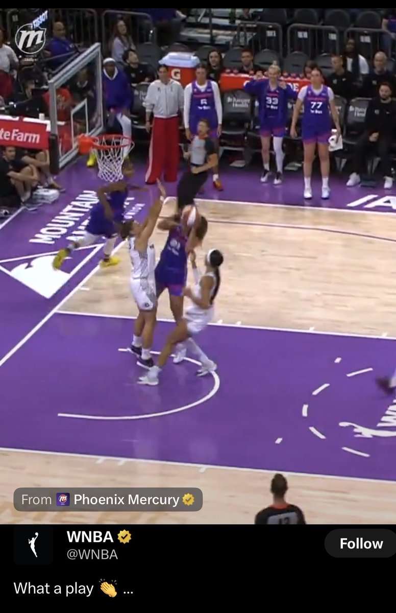 Michael73203076's tweet photo. @EndlessMike22 @JessicaSte95583 @WNBA_Analyst We have eyes. She clearly had the angle and was wide open and passed INTO a contested layup. She wants the APG on her way out. It’s not the first time a player chased stats. We can think it’s shameless and you can disagree, but don’t lie about what we’re all clearly seeing. https://t.co/OT4gkVIOpS