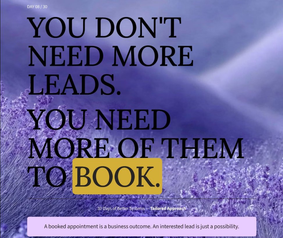 TApproachUS's tweet photo. Day 08/30
You don't need more leads. You need more of them to book.
You finally get the customer interested.
Then the back-and-forth starts:
"When are you available?"
"Tuesday."
"What time?"
"What works for you?"
And suddenly... nobody booked.
That's a problem. https://t.co/LmqwZVXktt