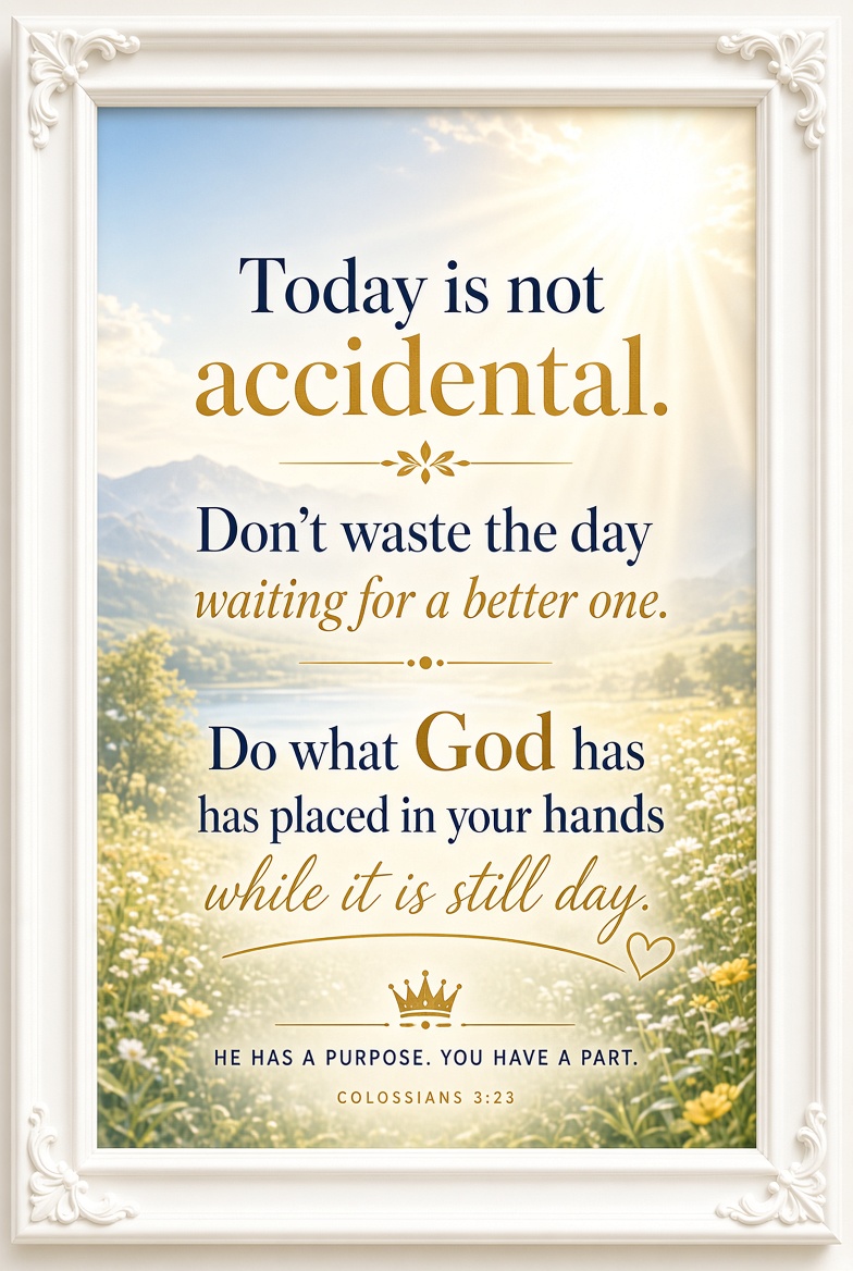 SpiritAndLifeVB's tweet photo. Today is not accidental.
God already designed this day with intention for you.
He prepared opportunities, strength, and direction for this very moment.
Don’t let procrastination steal the dream He placed in your hands.
Move while the door is still open.
#DivinePurpose
#TrustGod https://t.co/qZv8cNBu0K