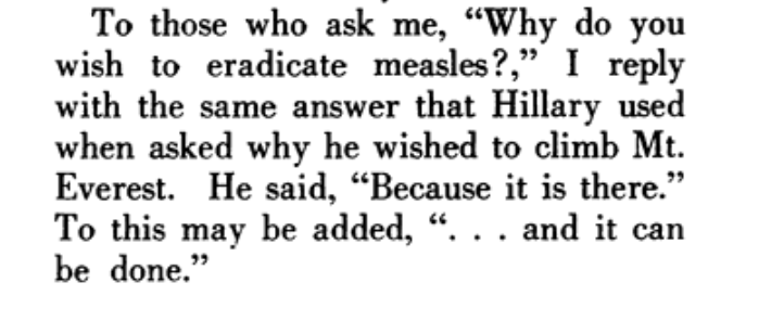 matthewshaw1111's tweet photo. Yep. This is what Langmuir and Henderson said about the reason for attempting measles eradication: https://t.co/l0OkAtRjbw