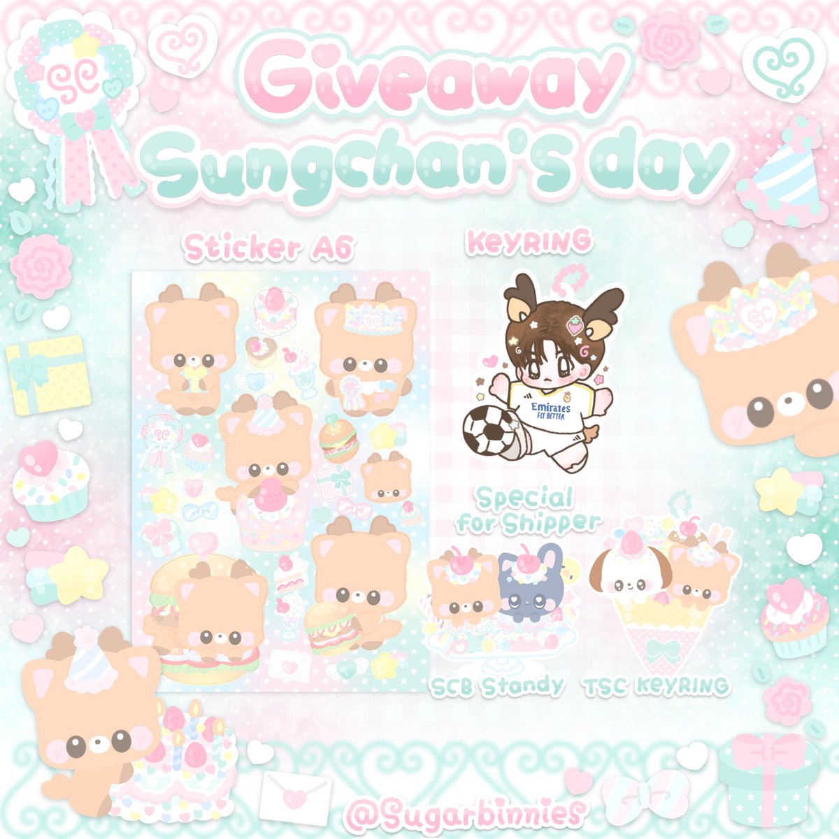 sugarbinnies's tweet photo. pls kindly rt ˙˚ᕱ⑅ᕱ ɞ˚˙

⑅ giveaway sungchan’s day ♡🦌

‧ ₊˚ only 20 sets🪽 
date : 13 sep time : tba 🏹

✉️ rt &amp; show this tweet
 𓈒 𓈒 more details in mention⭣

#HAPPYSUNGCHANDAY
#AnotherYearWithSUNGCHAN
#DreamDeerSC https://t.co/toTxBNVmJq