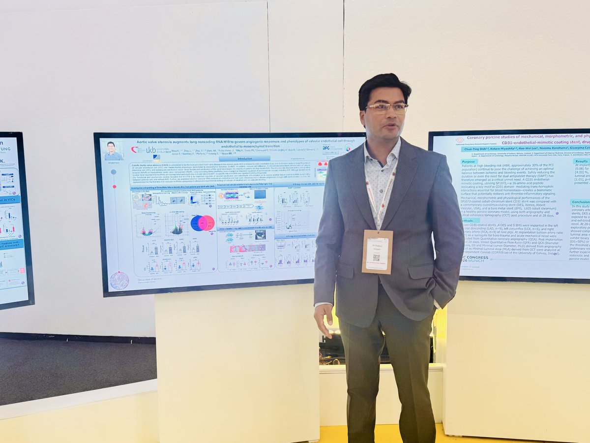 rabi_hosen's tweet photo. Excited to share our work on exploring innovative RNA-based therapeutic strategies that could open new avenues for treating this devastating disease.

Looking forward to inspiring discussions and collaborations at #ESC2026! 🫀🧬
#ESC2026 #Cardiology #AorticStenosis #CAVD #RNA https://t.co/O30IvbHTDb
