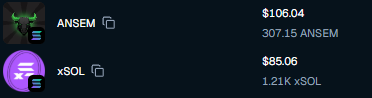 Ferrowec's tweet photo. Checked the bag.

$ANSEM +35% so far.
xSOL +123%.

Still just small buys and sitting on them. Not life changing. Just actually going the right way for once. https://t.co/lIfxY5Bin0