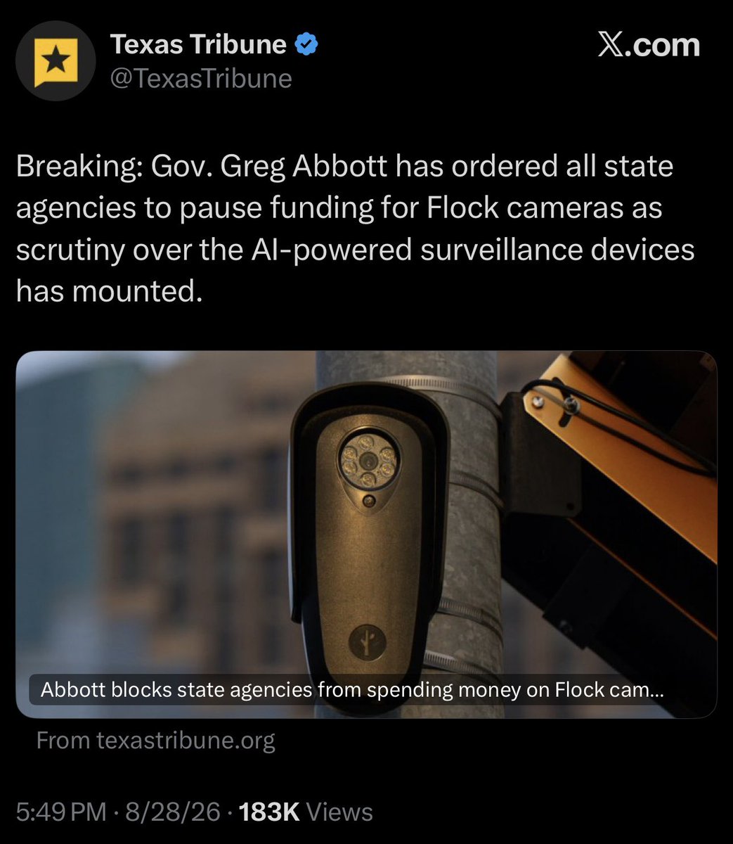RonFilipkowski's tweet photo. Greg Abbott: Recruits data centers to be built in Texas.

Abbott before election when they become unpopular: We need a pause on data centers.

Abbott: Has Flock cameras installed across Texas.

Before election when they become unpopular: We need a pause on Flock cameras. https://t.co/bsLhOeUQMb