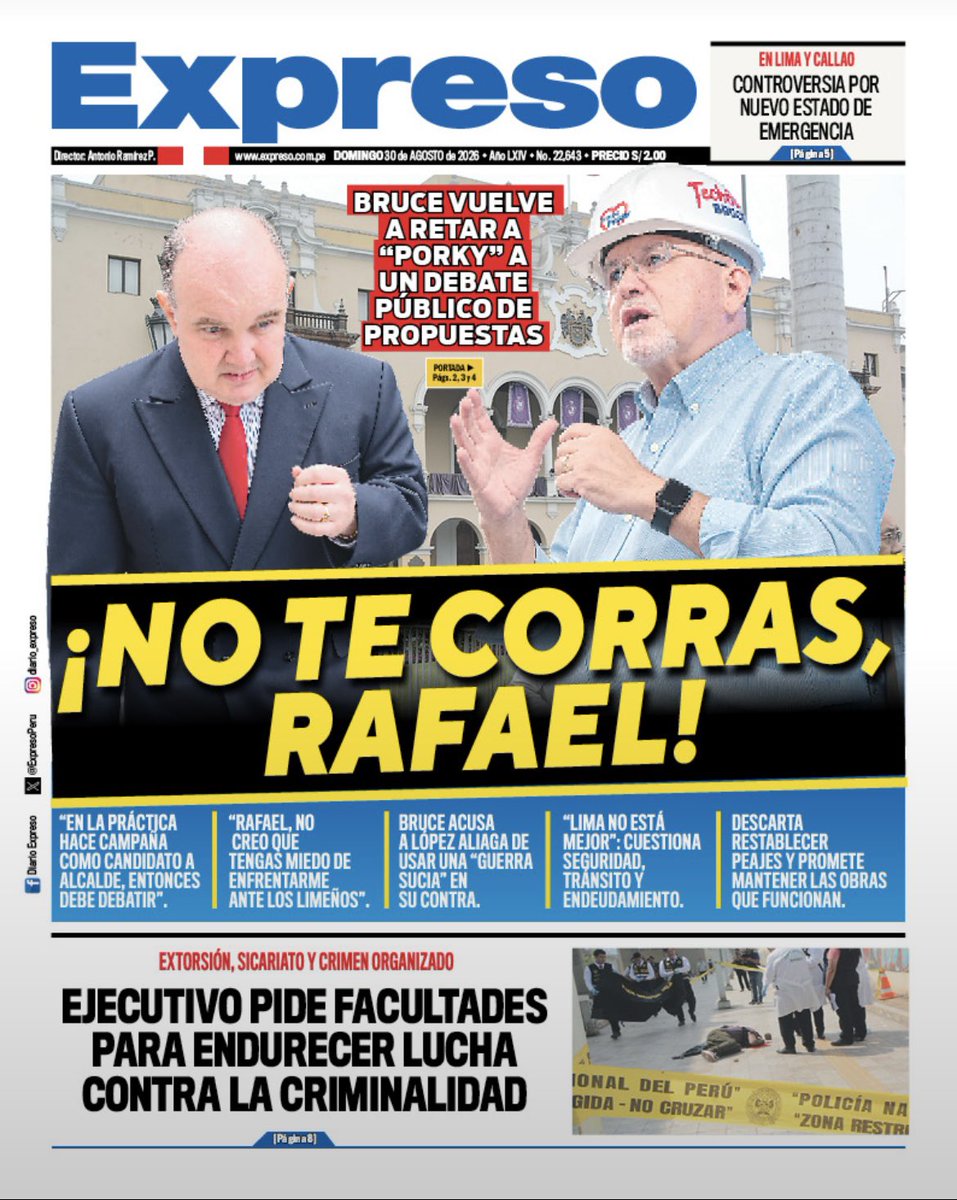 CampanitaCarra's tweet photo. 🚨 ‼️RAFAEL, NO PISES EL PALITO, TE LO PEDIMOS TUS SEGUIDORES.‼️
No necesitas debatir con Carlos Bruce. Sigue adelante, trabajando y hablando de tus propuestas. Eso es lo que los Limeños quieren ver.
Ese “no te corras, Rafael” es demasiado evidente: Bruce busca colgarse de ti para ganar unos puntos en las encuestas y conseguir una exposición que hoy no tiene.
No le hagas el juego. Rafael tienes mucho más que demostrar que discutir. Que siga adelante y que los resultados hablen. 🇵🇪💪