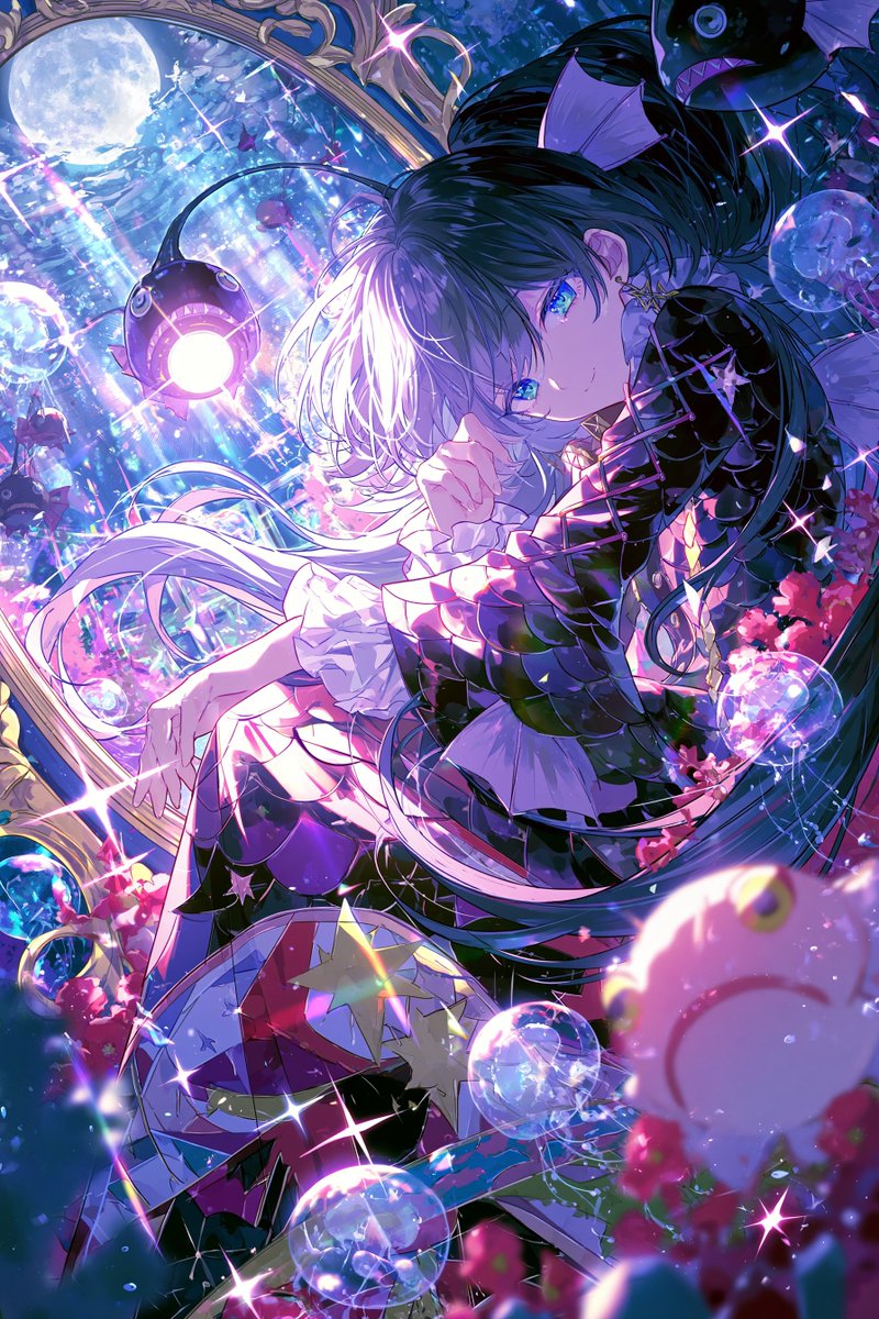 holoJewel's tweet photo. 🌙 #AI月下幻想 🌕
『鏡の月と深海魚 ✦︎』 https://t.co/iakaaQRS3o