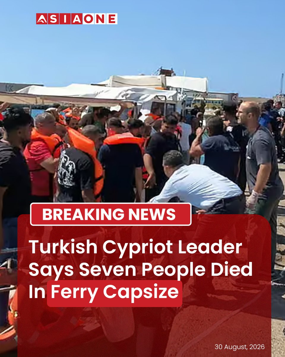 AsiaOne_News's tweet photo. Turkish Cypriot Leader Says Seven People Lost Their Lives In Ferry Capsize
#Asiaone #asiaonenews #turkiye #turkishcypriot #ferrycapsize #incident #casualties https://t.co/3fh3RuOWu5