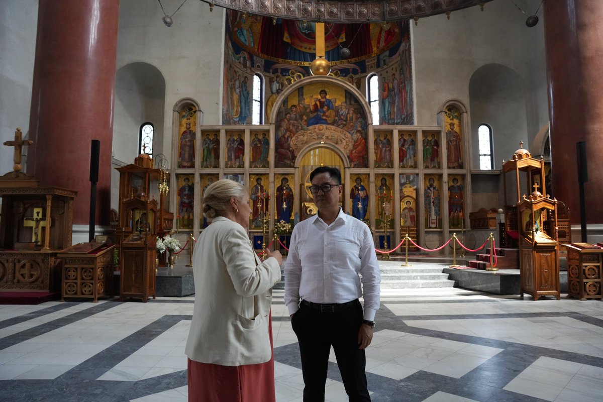 RijijuOffice's tweet photo. Hon'ble Union Minister of Parliamentary Affairs &amp; Minority Affairs Shri @KirenRijiju ji visited St. Mark’s Cathedral in Belgrade, Serbia.

@MEAIndia @IndiaInSerbia @MFASerbia @PIB_India
#IndiaInSerbia https://t.co/JXp23Fl2J1